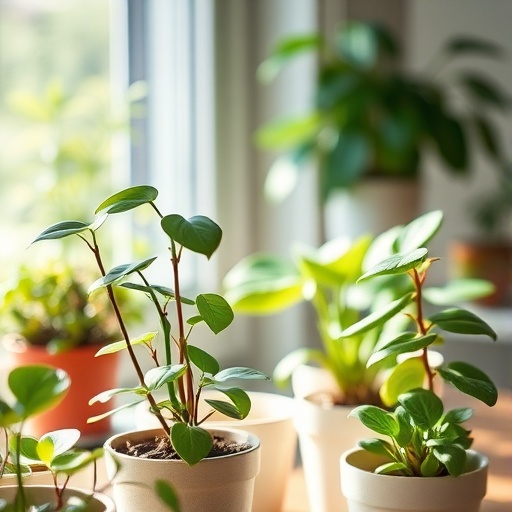 table with air-purifying plants