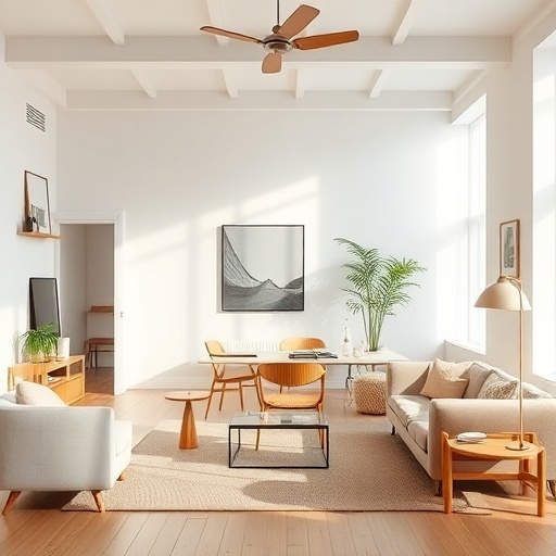 decluttered room with minimal furniture