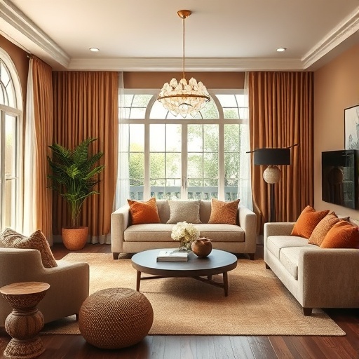 living room with warm color palette