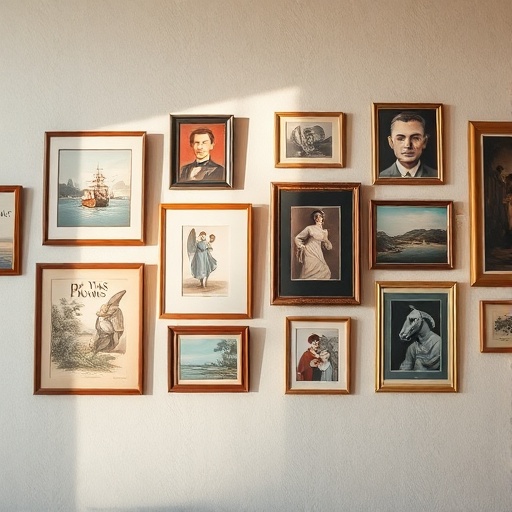 gallery wall with vintage art
