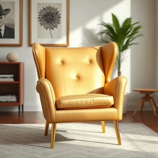 gold accent chair in a living room