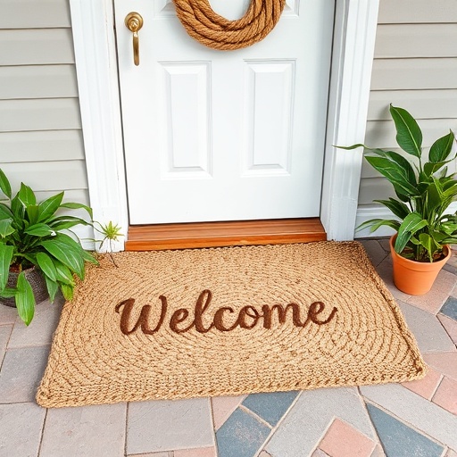 jute rope door mat at home entrance