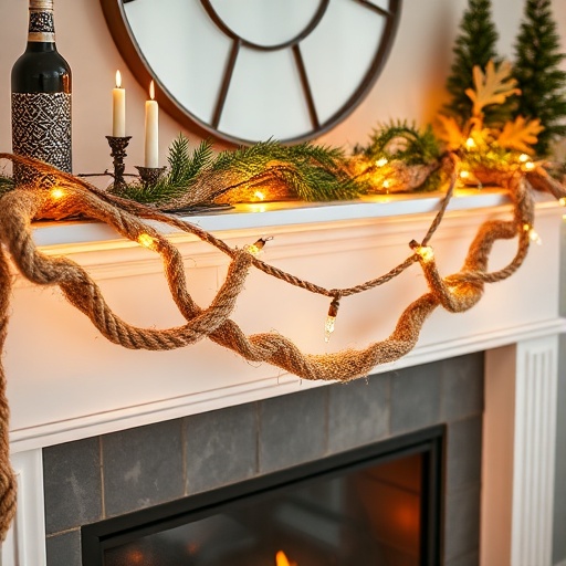 jute rope garland on a mantel