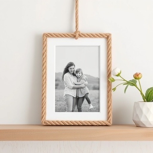 jute rope picture frame with a photo
