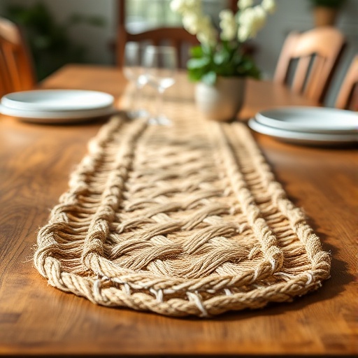 jute rope table runner on a dining table