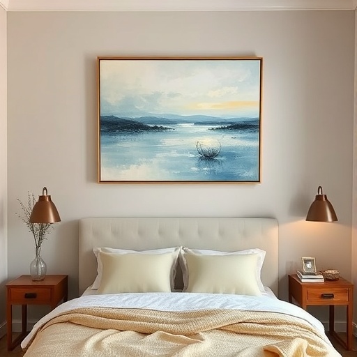 bedroom with impressionist art