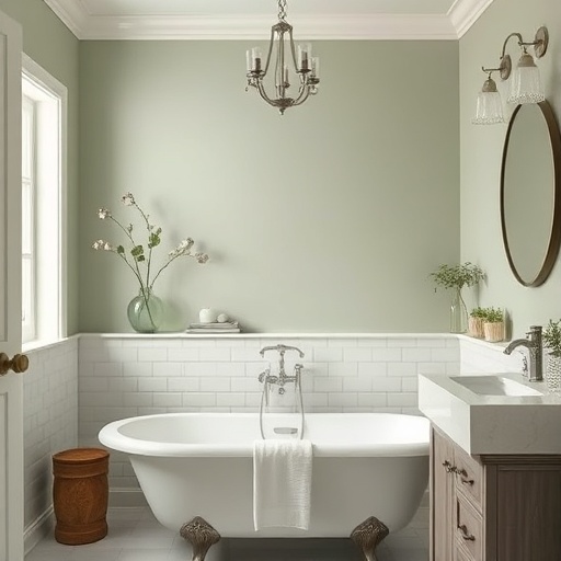 bathroom with sage green decor