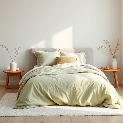 bedroom with sage green decor