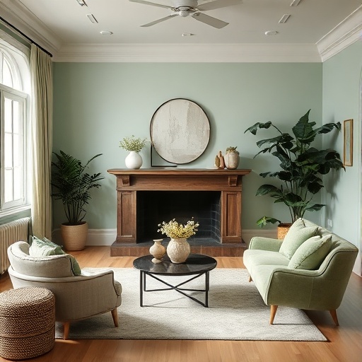 lighting enhancing sage green decor