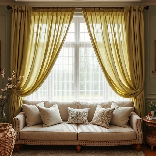 sage green textiles in a cozy setting