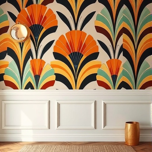 Art Deco accent wall with bold patterns