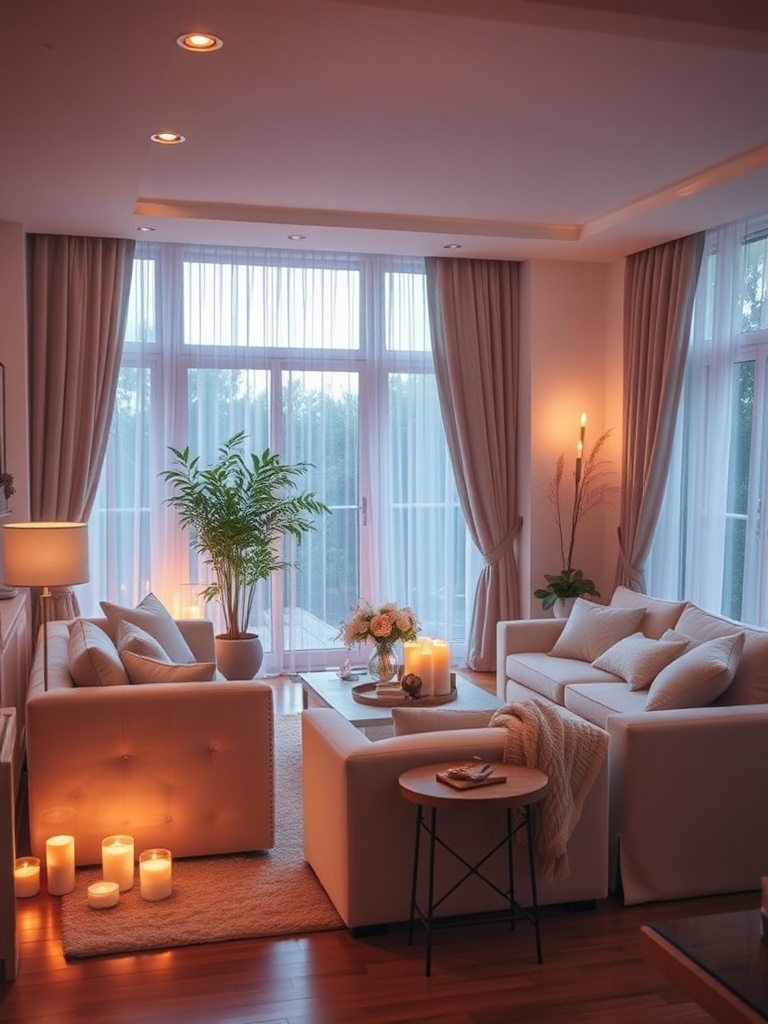 cozy living room with romantic decor