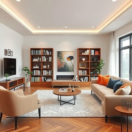 living room with defined activity zones
