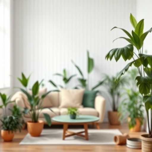 living room with indoor plants