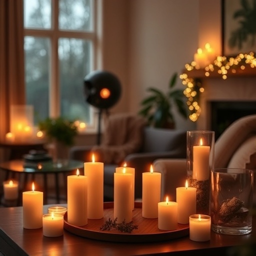 living room with scented candles