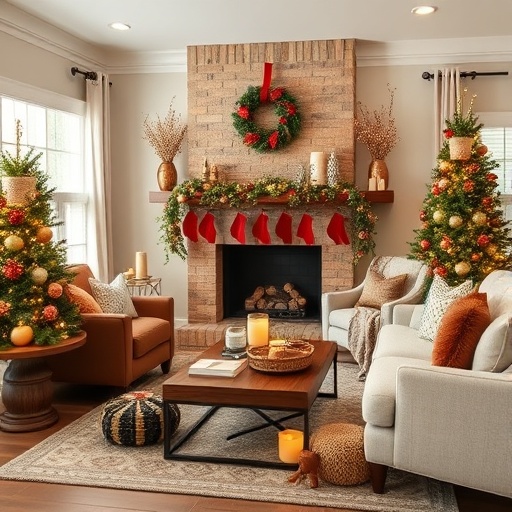 living room with seasonal decor