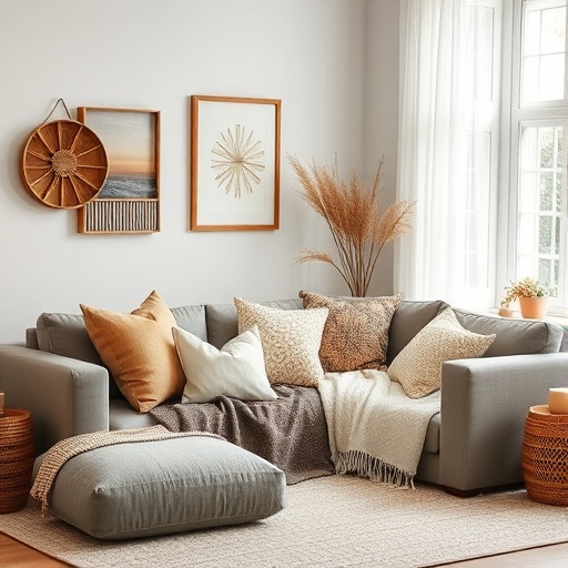 cozy corner with layered textiles and cushions