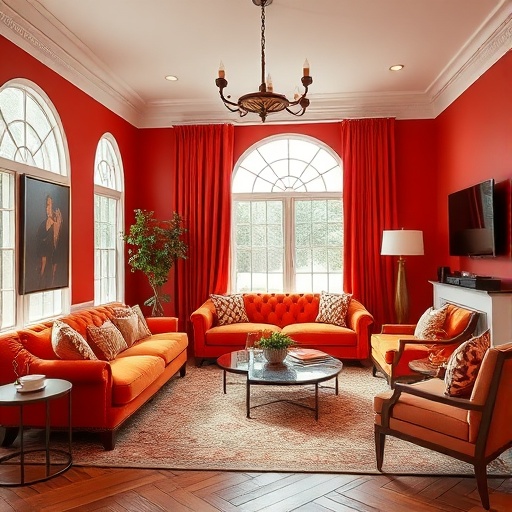 living room with warm color palette