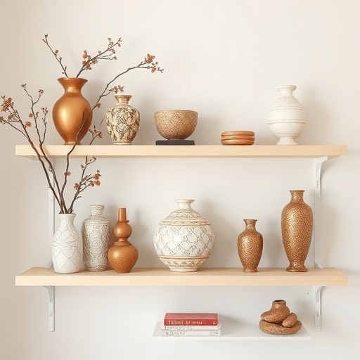 decorative accents on a shelf