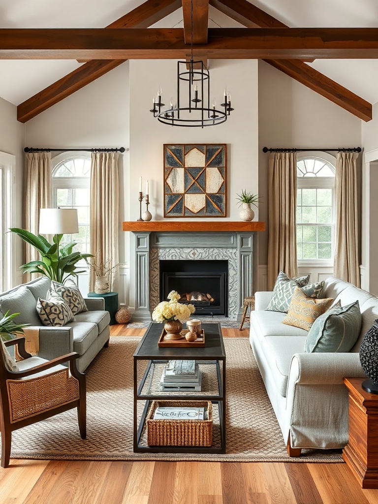 cozy living room with transitional decor