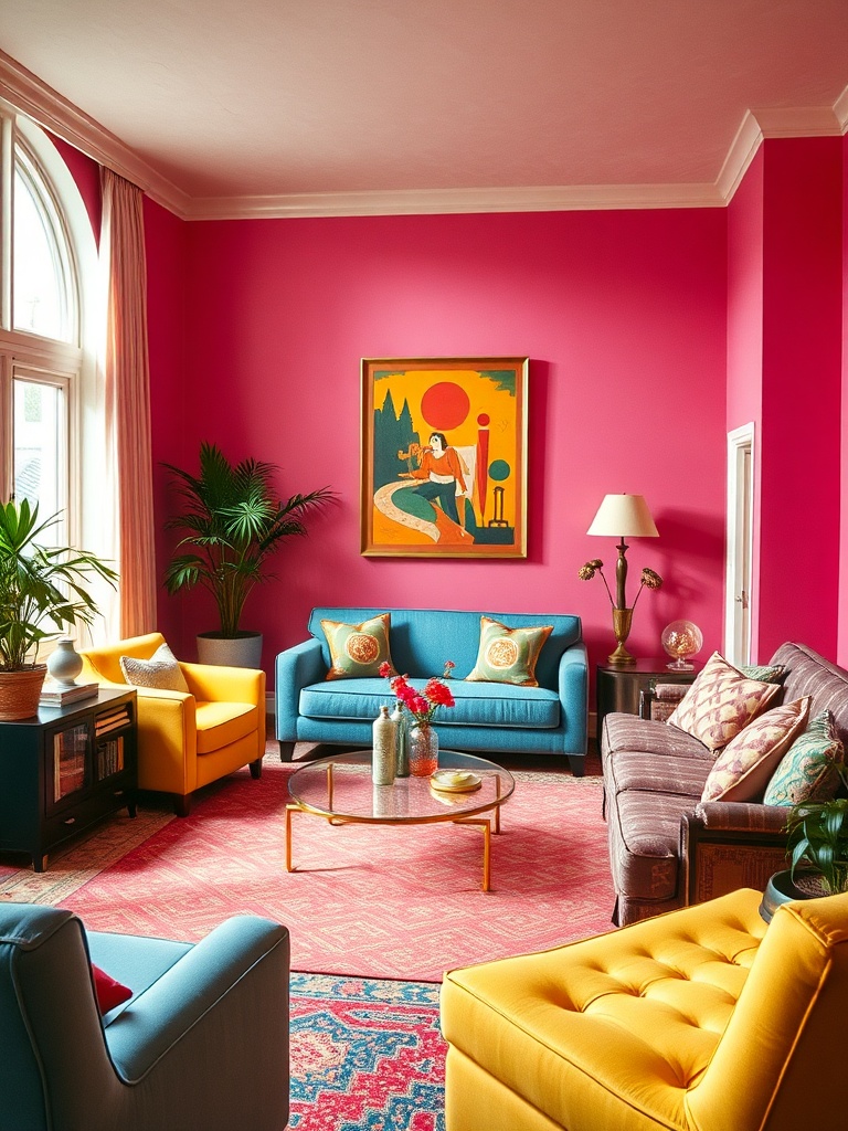 1980s vibrant living room decor