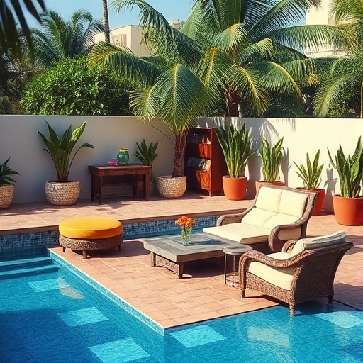 1980s poolside decor
