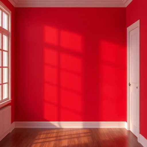 vibrant red accent wall