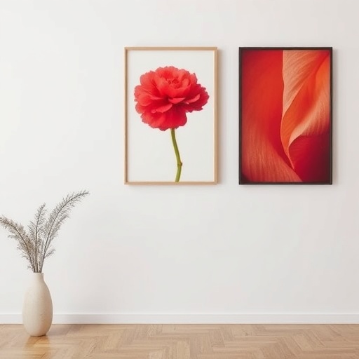 wall with red artwork