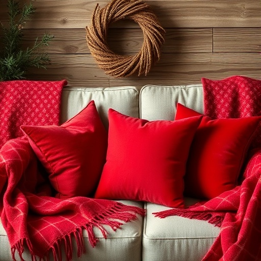 cozy setup with red decor items