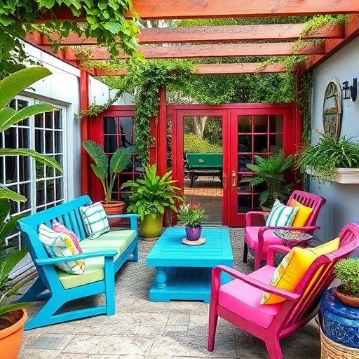 colorful outdoor patio