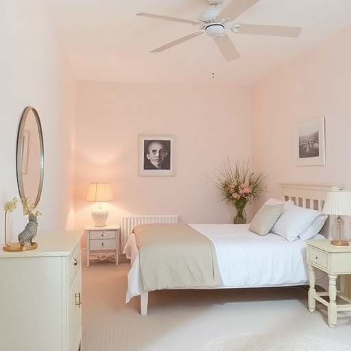 bedroom with pastel decor