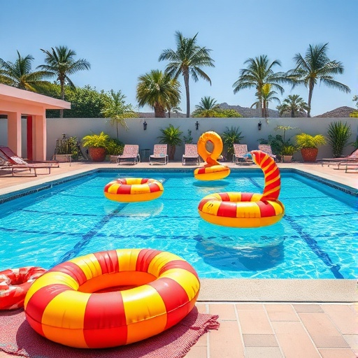 colorful poolside decor