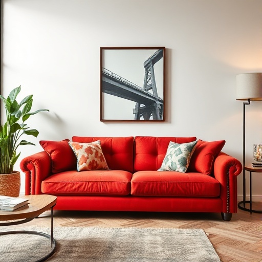 living room with statement sofa