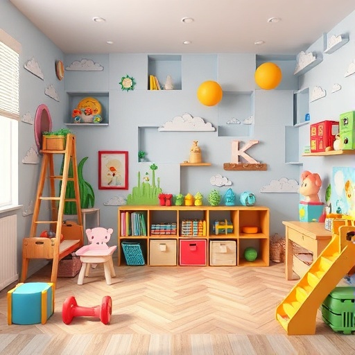 playroom with 3D wall stickers