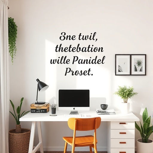 home office with motivational wall sticker