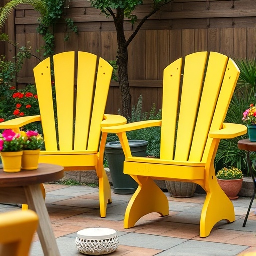 yellow garden chairs on a patio