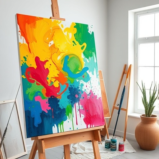 artist painting on canvas
