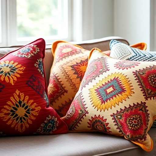 colorful decorative pillows on couch