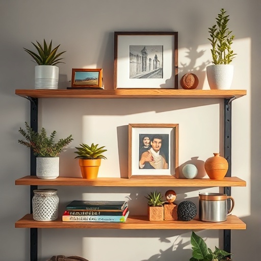 shelf with personal items and decor
