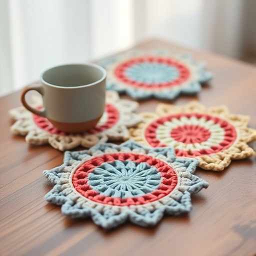 crochet coasters on a table
