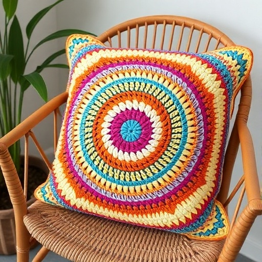 crochet cushion on a chair