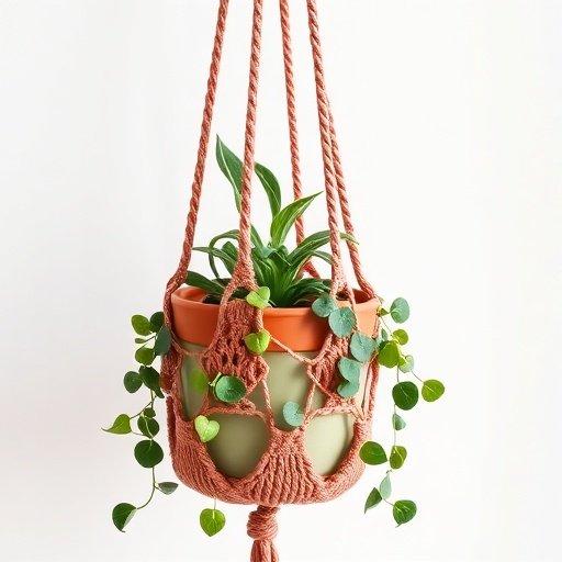 crochet plant hanger with plant