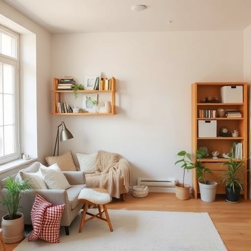 tidy room with neutral colors