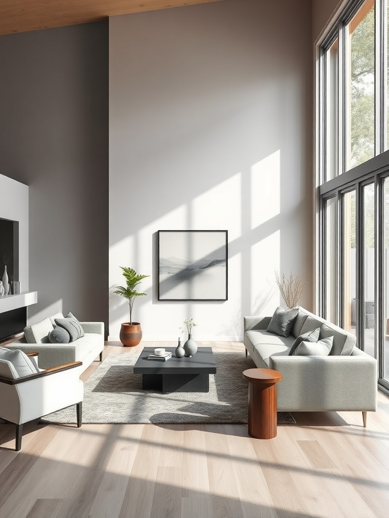 minimalist living room with natural light