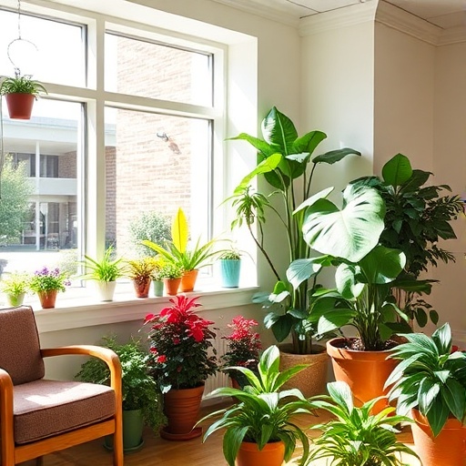indoor plants enhancing nursing home decor
