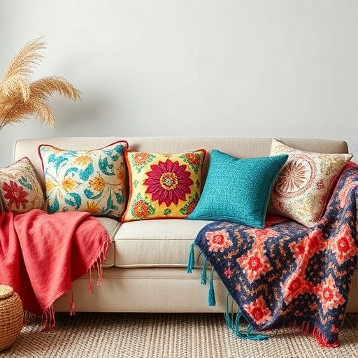 sofa with decorative pillows