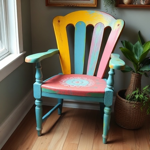 upcycled chair in a cozy corner