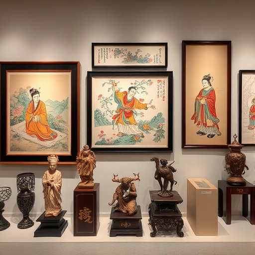 traditional Asian art display