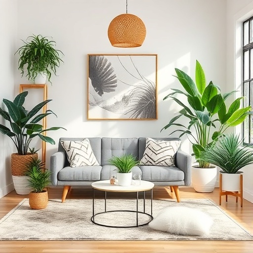 Stylish room with indoor plants