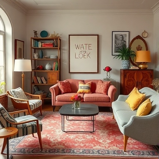 Vintage and modern furniture blend in a stylish room
